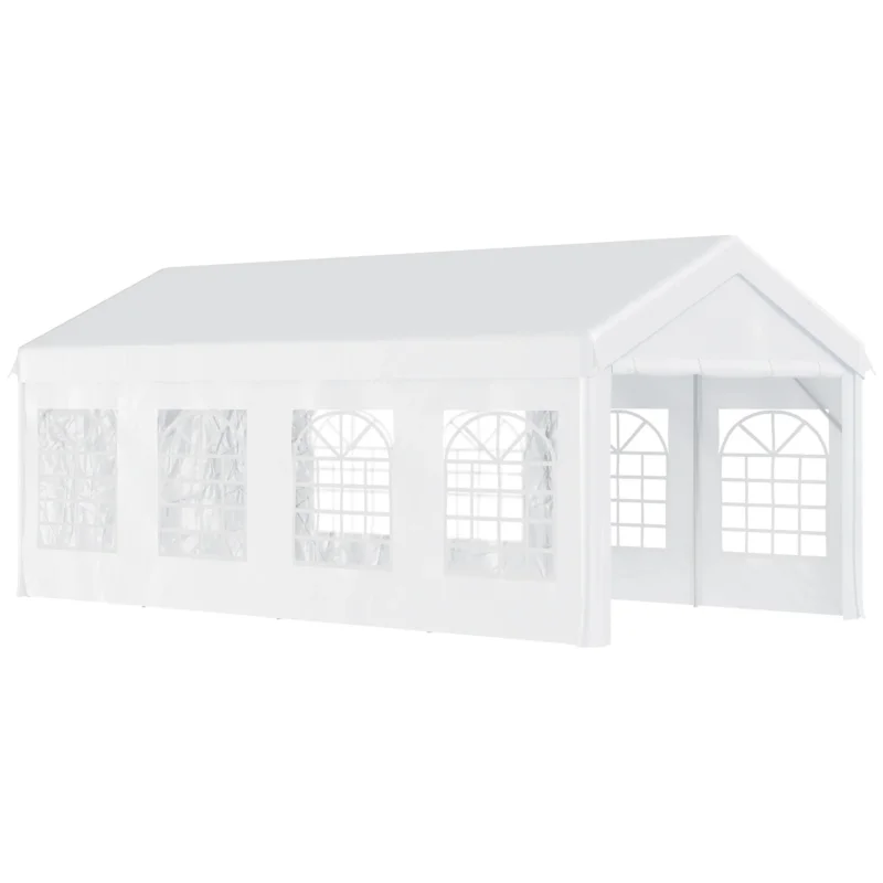 easycomfort gazebo da esterno tendone per feste telaio in acciaio impermeabile bianco 8x4x2.8m