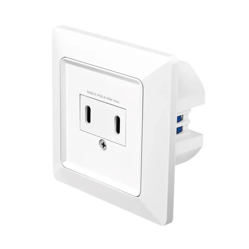 LogiLink Unterputz-Steckdose mit 2x USB-C, 25 W PD, weiß