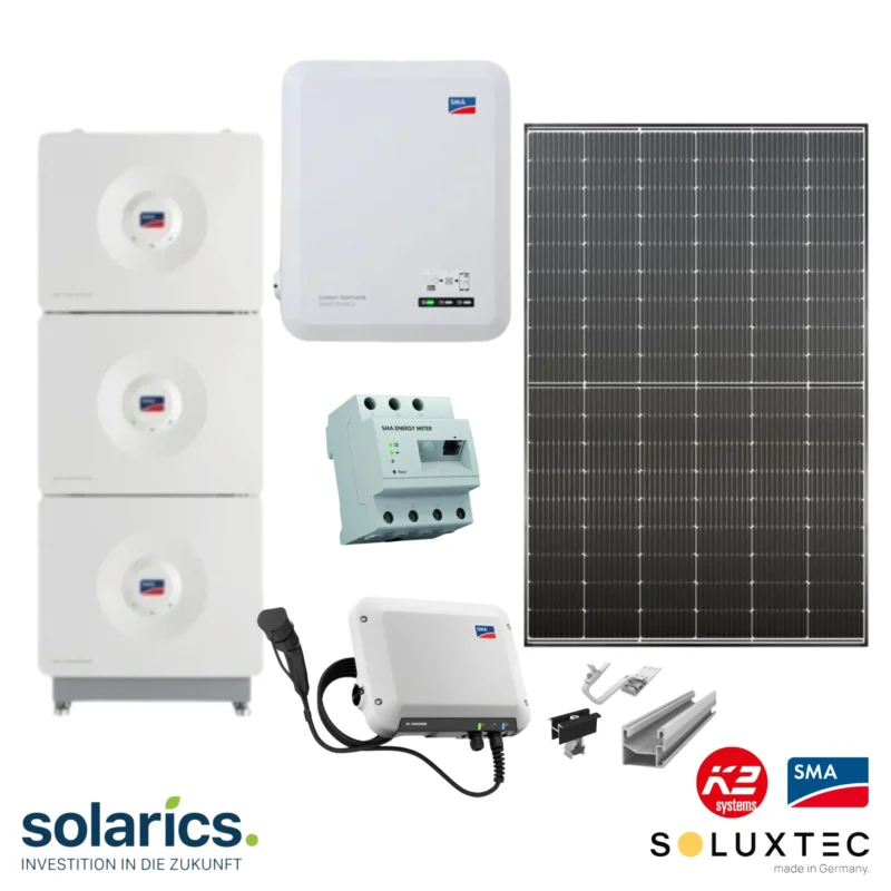 10.66 kWp German Brand SOLUXTEC Solar-Komplettpaket Module + SMA WR + – Soluxtec