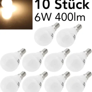 LED Tropfenlampe E14 "T50 Promo" 10er-Pk 3000k, 440lm, 230V/6W, 160°, warmweiß