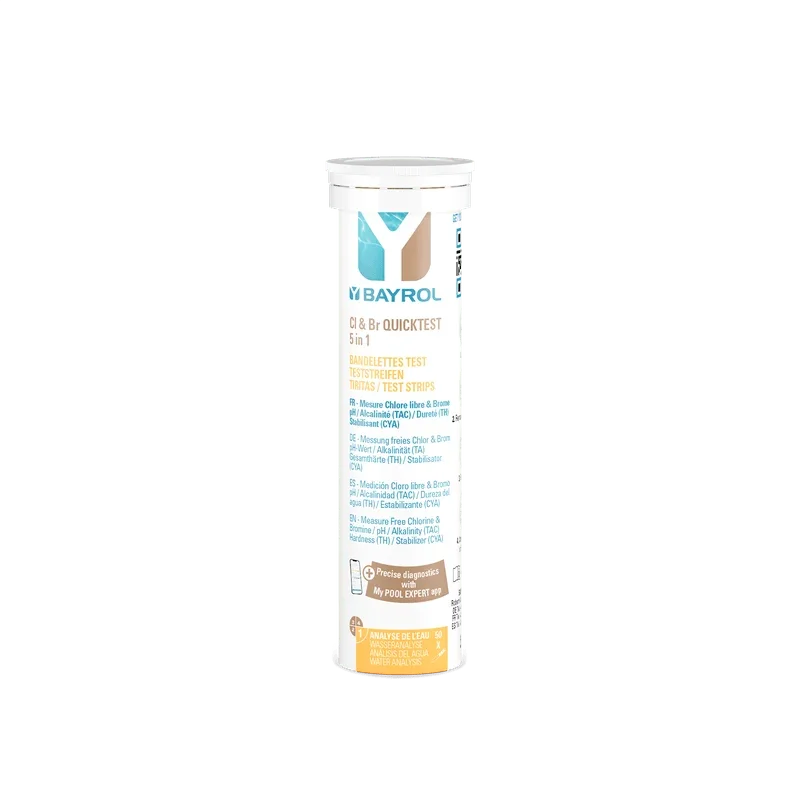 BAYROL BY Cl&Br Quicktest Teststreifen 5 in 1 | Dose (50 Streifen)