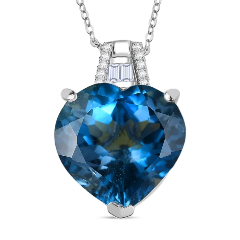 D'Joy London Blau Topas, Moissanit Schmuckset ca. 50 cm 925 Silber rhodiniert ca. 12,66 ct.