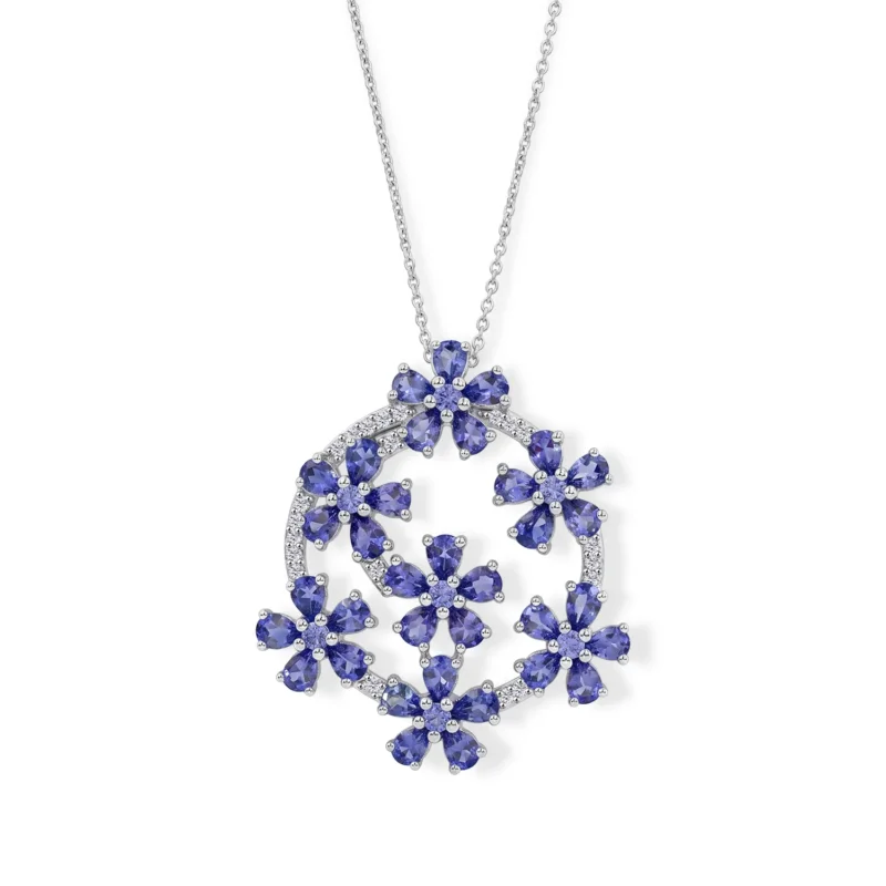 D'Joy Tansanit Schmuckset ca. 50 cm 925 Silber Rhodiniert ca. 6.01 ct