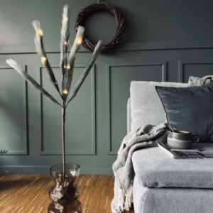 Blume mit LED-Licht 90 cm - Grau