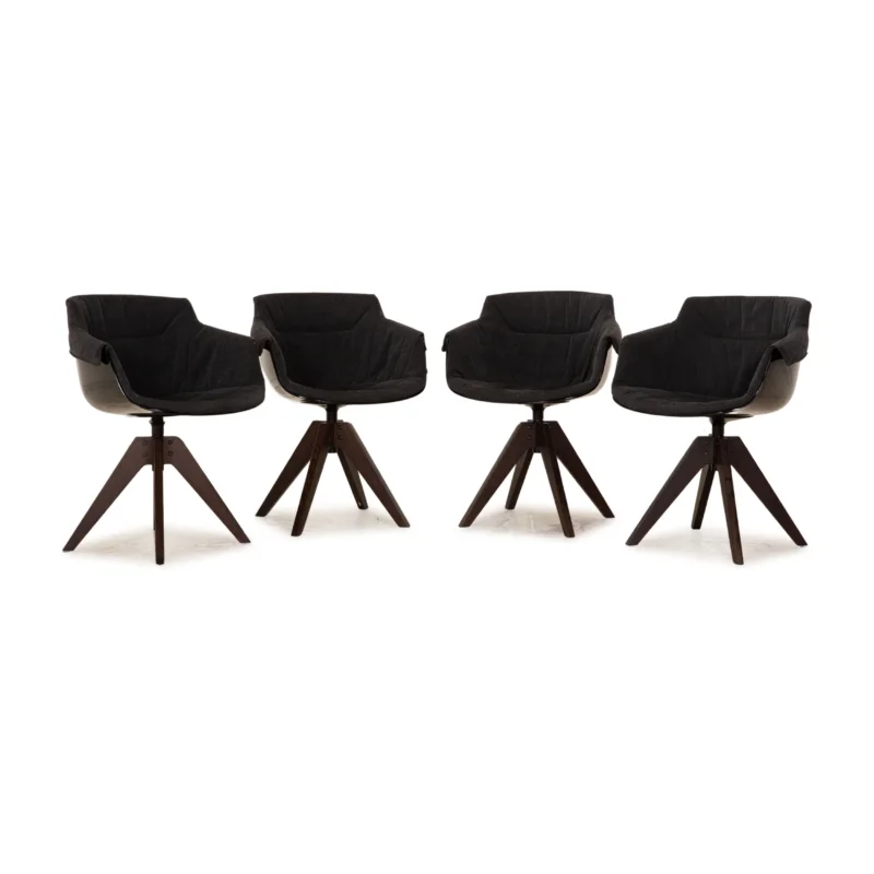 4er Garnitur MDF Italia Flow Chair Stoff Stuhl Grau