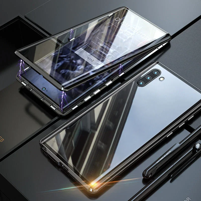Magnetische, doppelseitige Handyhülle aus gehärtetem Glas für Samsung und iPhone