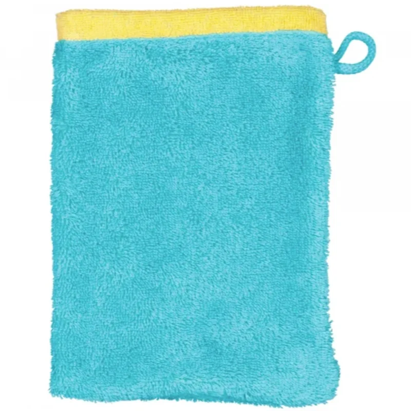 Cawö Waschhandschuh Splash Doubleface 7071 türkis-apricot
