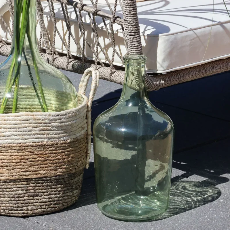 Chic Antique – Grüne Glasflasche / Bodenvase – H37 cm Ø19 cm