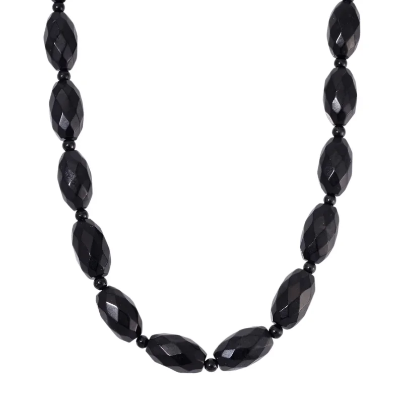 SEHR SELTEN - Shungit Halskette ca. 45cm + 5cm extender, 925 Silber rhodiniert ca. 590.00 ct