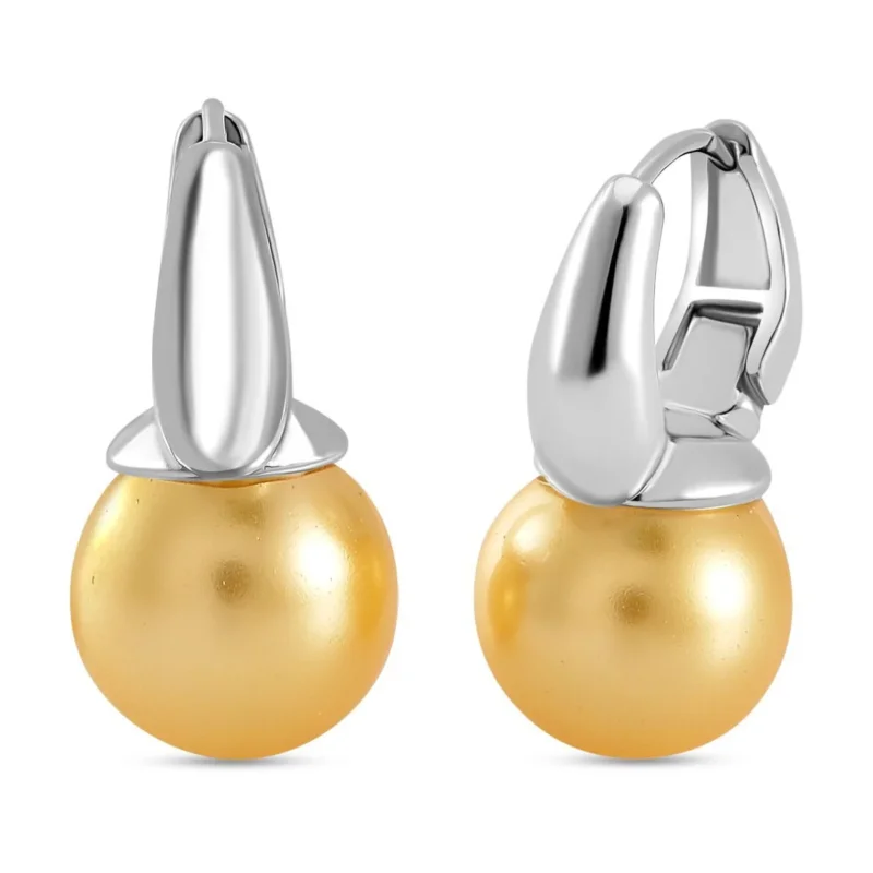 Goldene Muschelkernperle Ohrringe, Messing