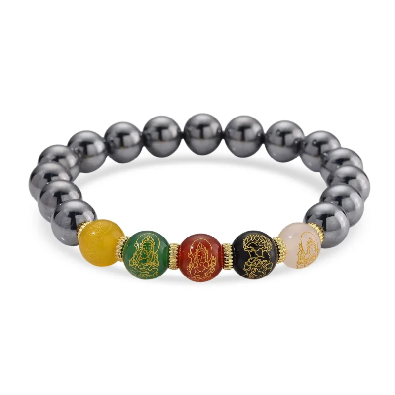 Terahertz, Mehrfarbiger Achat Armband, Flexibles (ca. 18 - 19 cm) gelb vergoldet ca. 120.00 ct