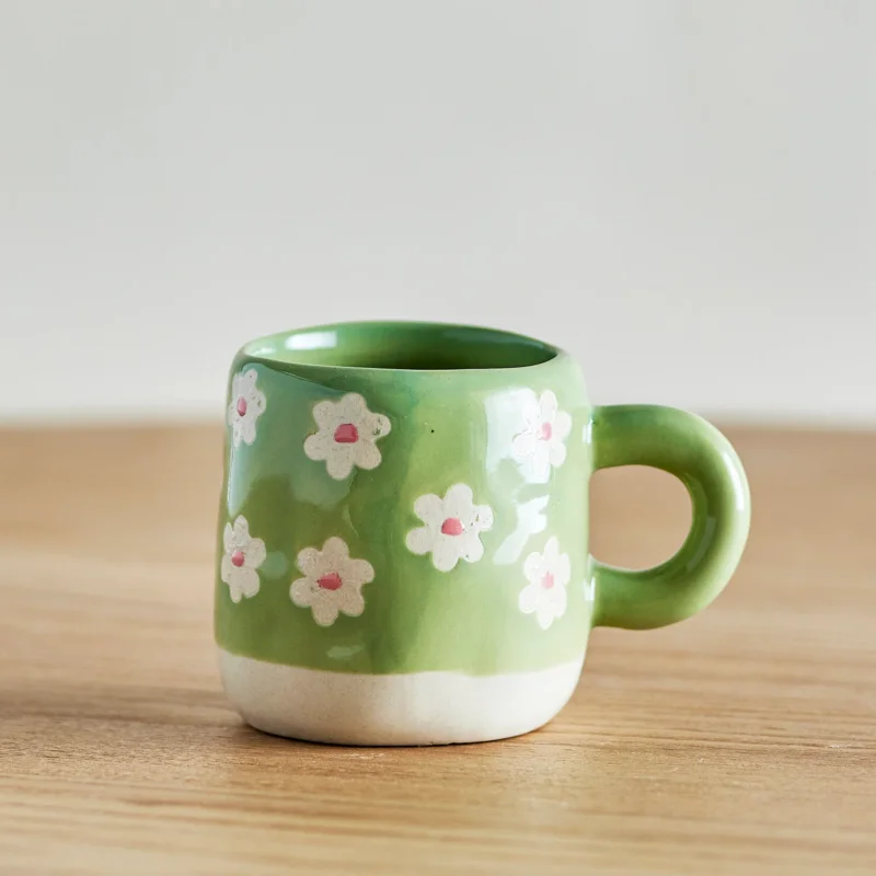 Tasse "Millie Blumen" - 6x7 cm (Grün)