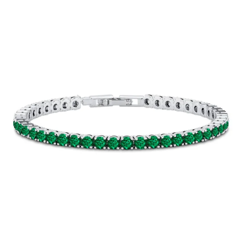 AAA Grüner Zirkonia Armband ca. 19 cm Nickelfreies Messing rhodiniert
