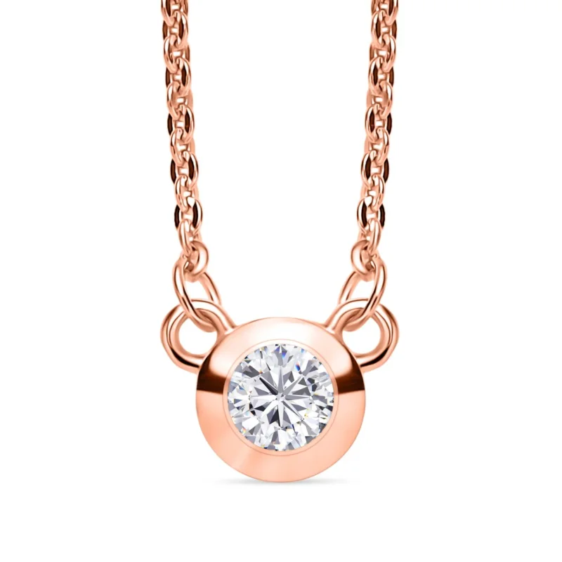 LUXURIANT SI-GH Labor Diamant 45cm Halskette, 925 Silber 750 Roségold Vermeil - 0,20 ct.