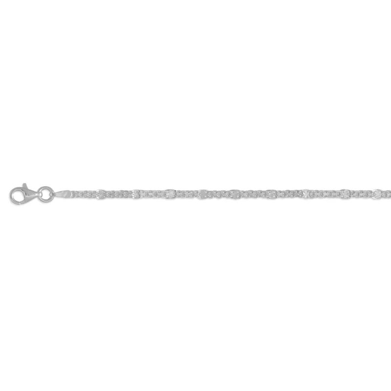 Italienische Bismark Pavé Kette, 925 Silber rhodiniert, 50cm - 4,11 Gramm
