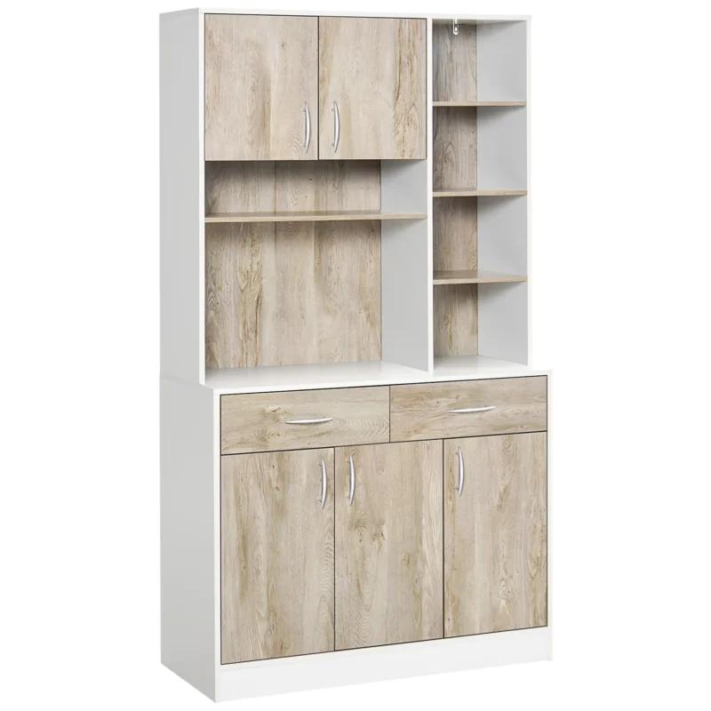 easycomfort easycomfort mobile buffet dispensa cucina ante cassetti e vani aperti 100l x 39p x 181 5acm bianco e legno