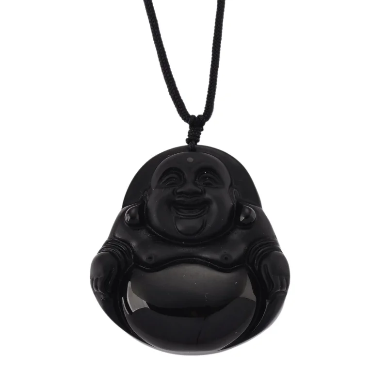 Schwarzer Obsidian Halskette 66 cm ca. 120.00 ct