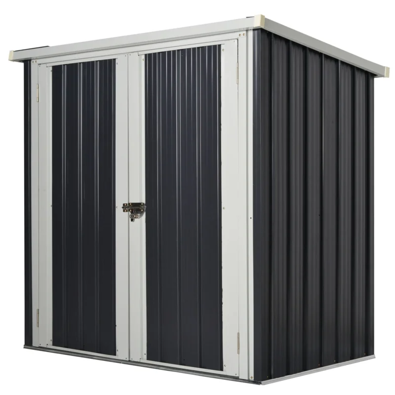 easycomfort casetta da giardino in lamiera di acciaio con doppia porta 147x86x134cm nero e bianco