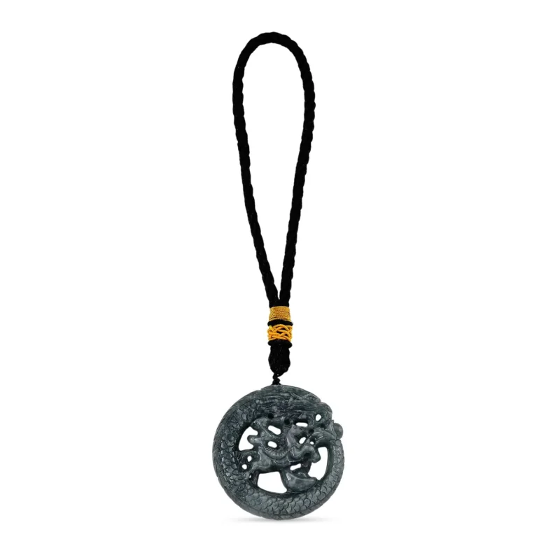 Drachen- und Pferde-Design Hängedekoration aus Olmeken-Jadeit Typ A, ca. 45 mm