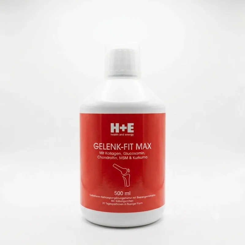 H+E Gelenk-Fit Max: flüssiges Gelenk-Konzept mit Kollagen, Glucosamin, Chondroitin, MSM & Kurkuma, 500 ml