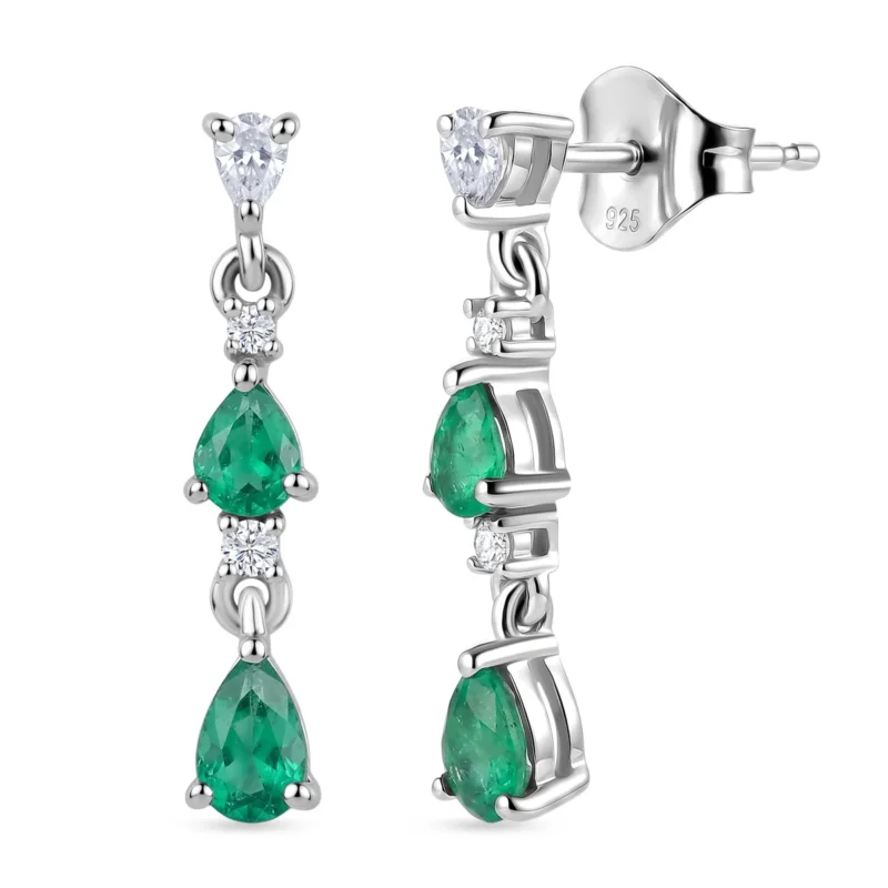 D'Joy AAA Kagem Sambischer Smaragd Ohrringe 925 Silber Rhodiniert ca. 1,09 ct.