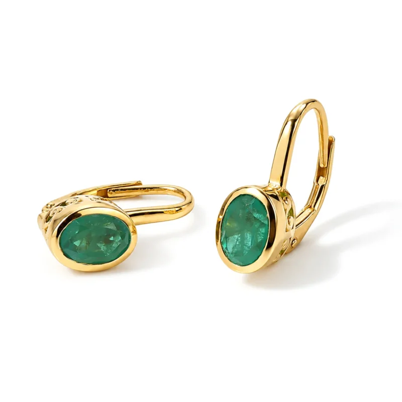D'Joy Smaragd-Quarz Triplette Ohrringe 925 Silber Gold ca. 2.03 ct