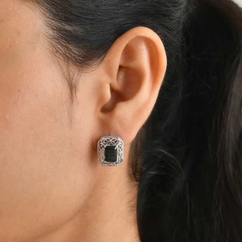 D'Joy Alexandrit Quarz Triplette Ohrringe 925 Silber Rhodiniert ca. 3.71 ct