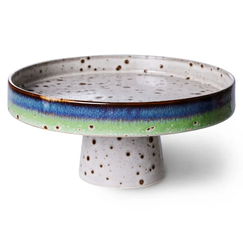 HKliving 70's Ceramics Schale mit Fuß – Stoneware, comet