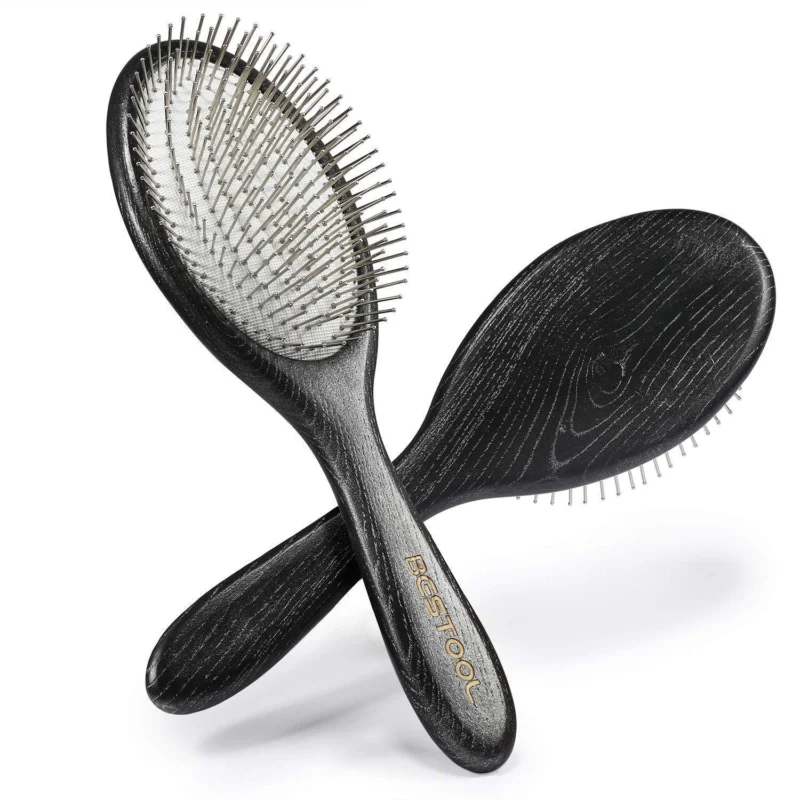 Antistatische Paddle Detangler Haarbürste mit Metallborsten