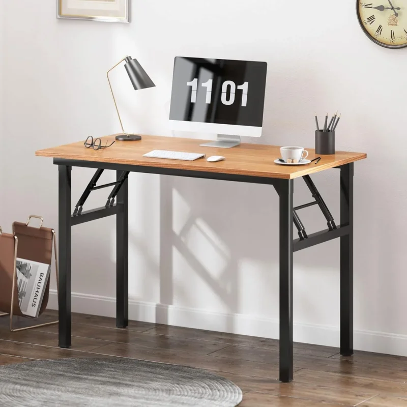 Klappbarer Schreibtisch PC Tisch Büroarbeit Teak 100x60cm