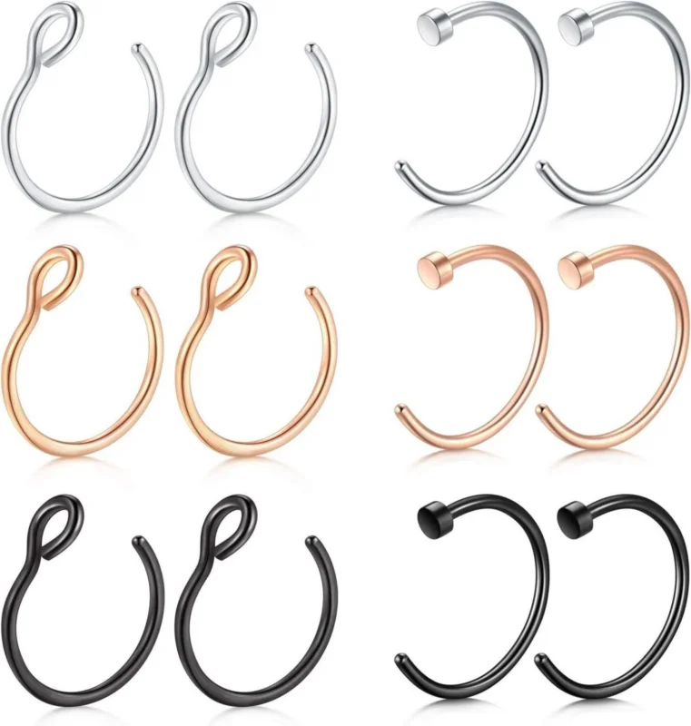 Nasenpiercings Fake Edelstahl 20G 8mm 12-16Stk Face Lippe Ohr