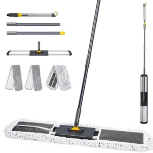 Flacher Bodenwischer 154cm Set Baumwolle & Mikrofaser Pads