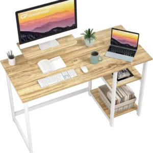 Schreibtisch mit Stauraum und Monitorständer 120 cm - Beige