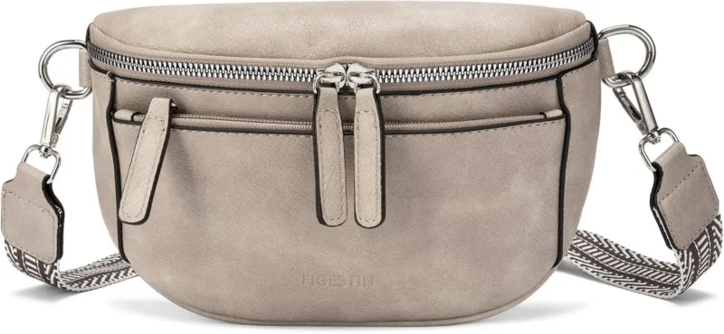 FIGESTIN Damen Bauchtasche PU Leder Crossbody Bag Verstellbarer Riemen