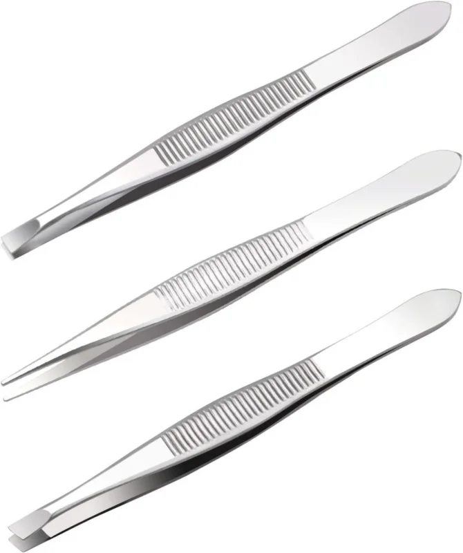 Profi Augenbrauen Pinzetten Set, Edelstahl Zupfpinzette, 3-teilig