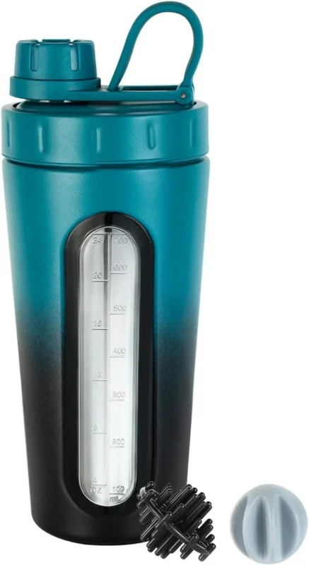 Protein Shaker Edelstahl 28 oz mit sichtbarem Fenster, 2 Kugeln