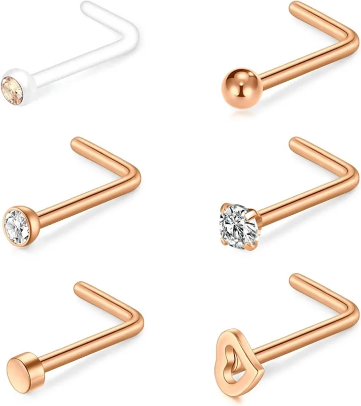 Nasenpiercing Set 20G 18G Chirurgenstahl Kristall Ring Silber Gold