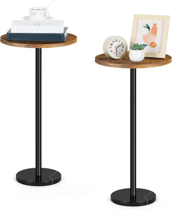 Retro Brauner Marmor Beistelltisch Wohnzimmer Schlafzimmer 32CM