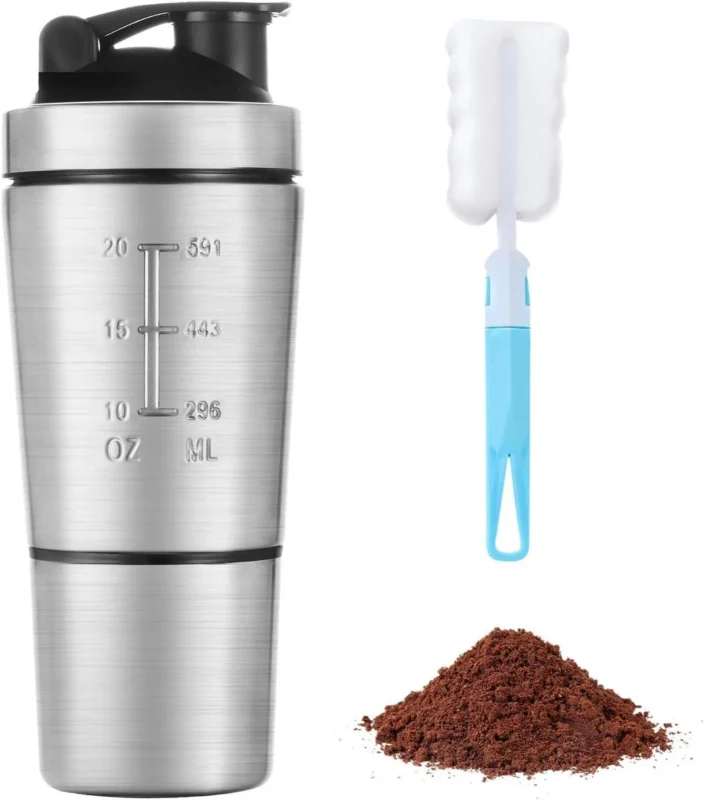 Edelstahl Protein Shaker 700ml Bottle mit Shaker Balls