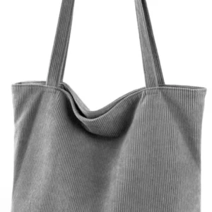 Cord Shopper Handtasche mit Reißverschlussfächern, Damen - Beige