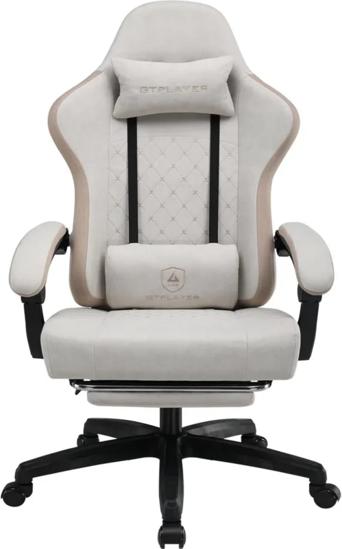 Ergonomischer Gaming Stuhl Stoff Rückenlehne 90-135° Fußstütze