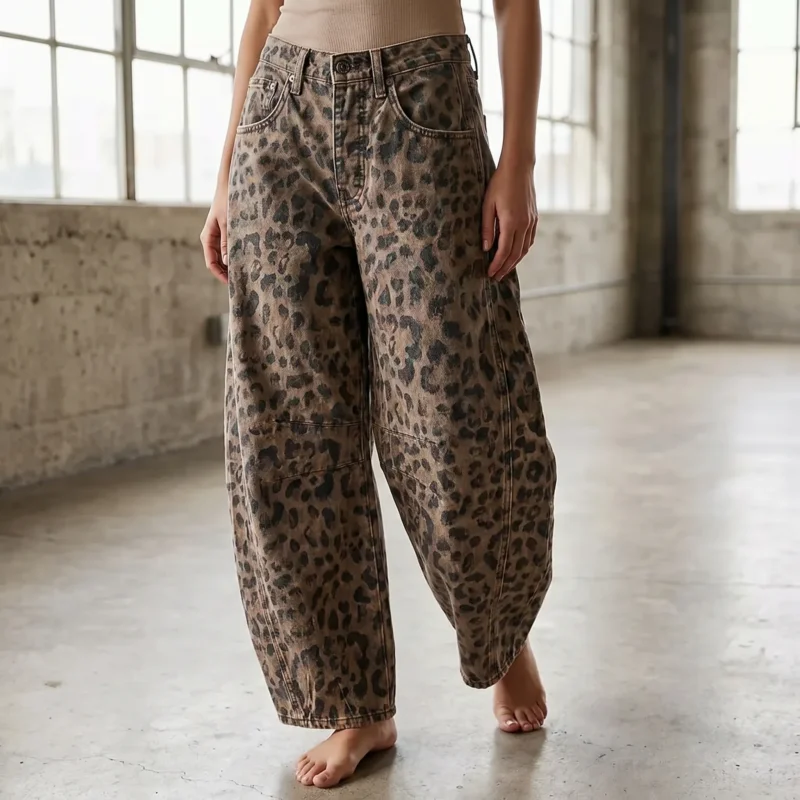 Barrel Jeans Damen Mit Leopardenmuster - Frances