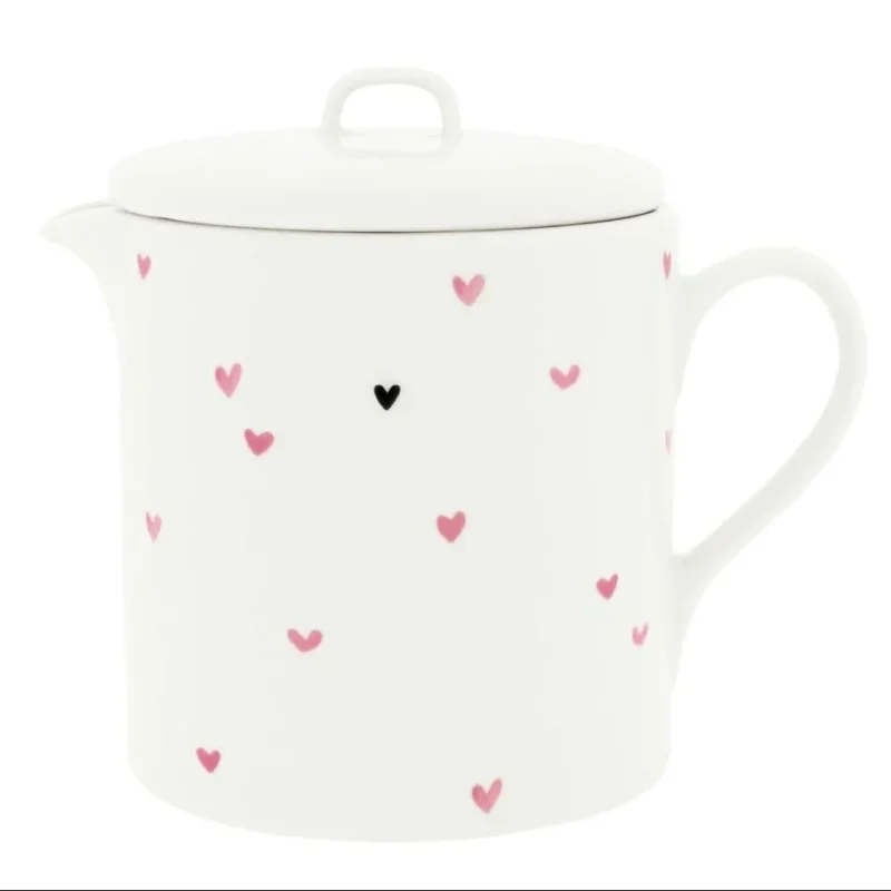 Bastion Collections - Teekanne mit Herz-Muster Rosa Keramik