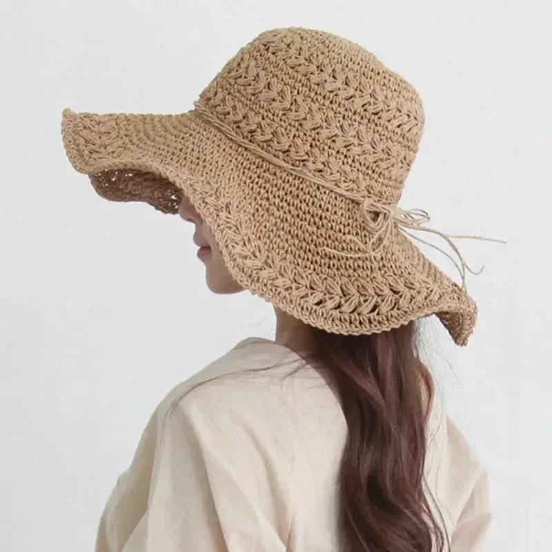 Damen Sonnenhut – Leichter Retro Strohhut für den Strand | Ideal für Sommer und Urlaub | Karnz