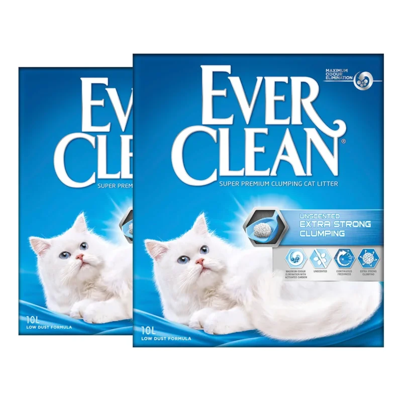 2 x 10 kg. | Ever Clean Katzenstreu Extra Strength ohne Duft