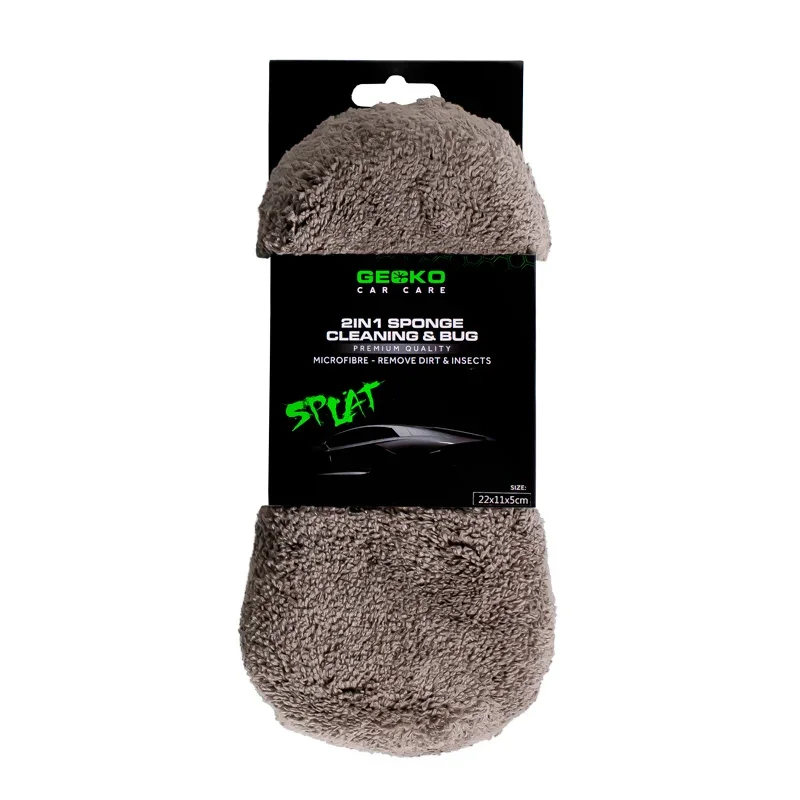 Gecko, 2in1 Mikrofaser- und Insektenschwamm 2x11x5cm, Microfiber, Grau