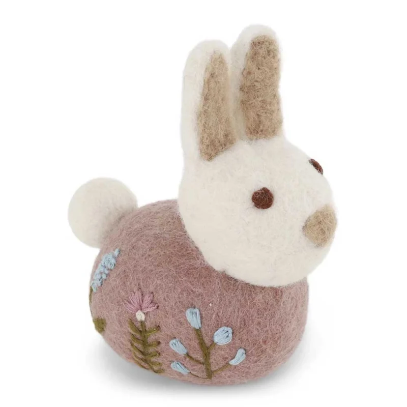 Gry & Sif - Sitzender Hase Filz mit Blumenstickerei