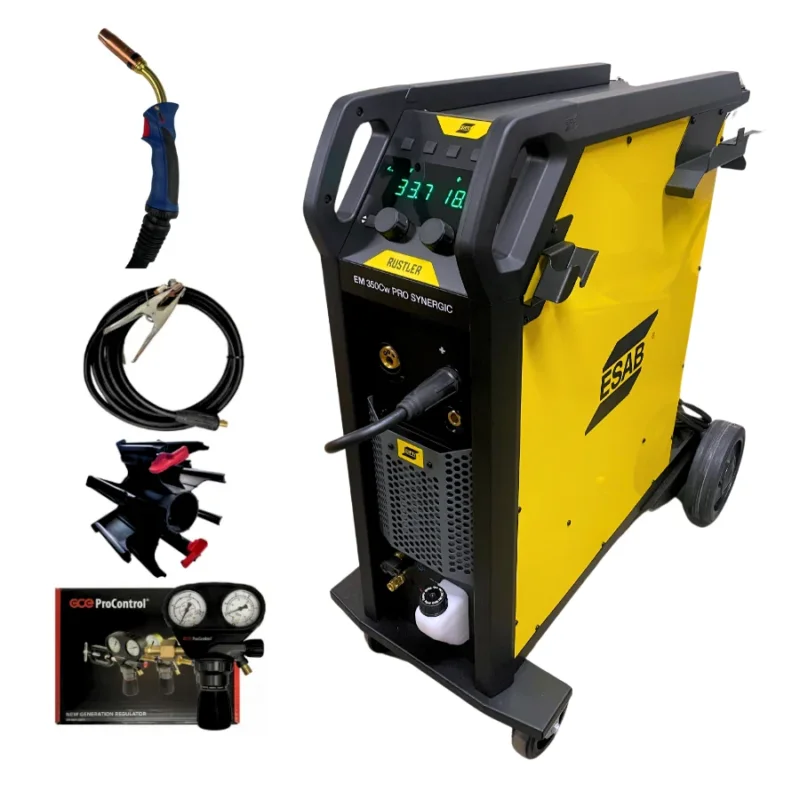 ESAB Schweissgerät Rustler EM 350Cw Pro SYN wassergekühlt Set mit Brenner und Zubehör - PrimeWelding