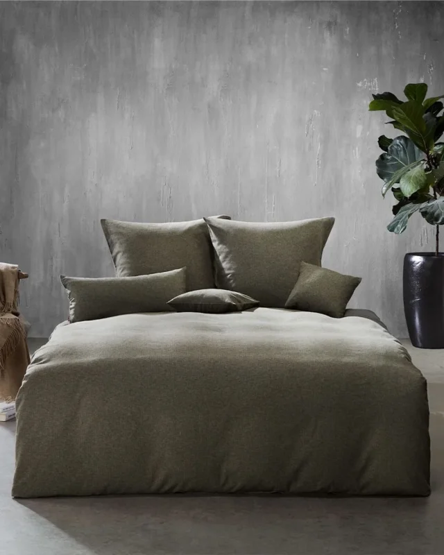 fleuresse Flanell Bettwäsche Lech 603089 155x200 oliv