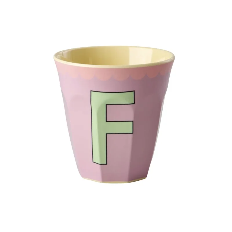 Melamin Becher "Vintage - Buchstabe F"- M- M (Lavender)